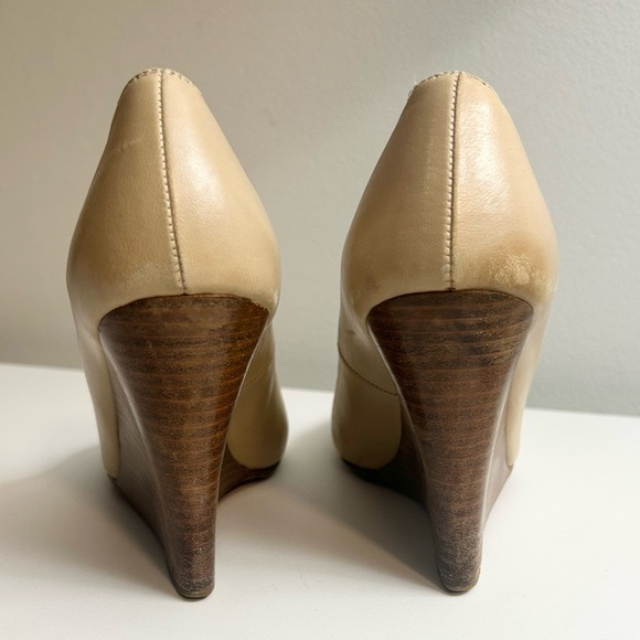 Authentic Christian Louboutin Leather Stacked Wood Wedge Heel Pumps - Picture 8 of 12
